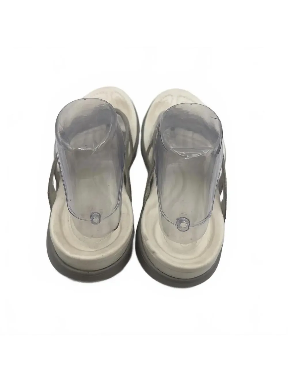 Crocs Capri V Strappy Flip Flops White Silver Shimmer Sandals Women's Size 10